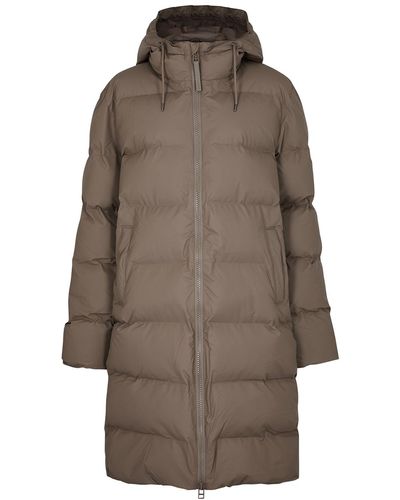 Rains Quilted Rubberised Shell Coat - Brown