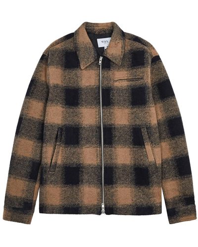 Wax London Greenland Checked Wool-blend Jacket - Brown