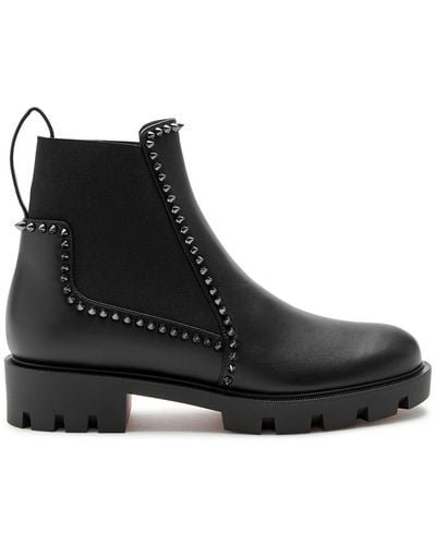 Christian Louboutin Out Lina Spike Leather Ankle Boots - Black