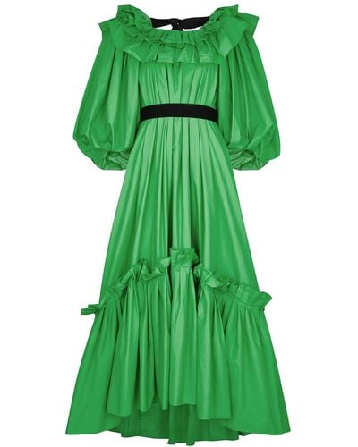 ROKSANDA Zahara Ruffled Cotton-Poplin Dress - Green