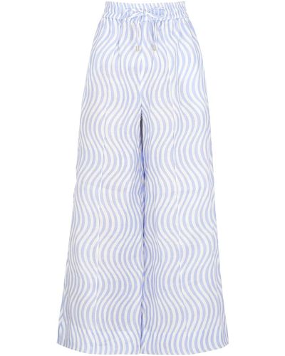 Ephemera Blue And White Printed Linen Trousers