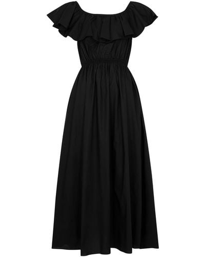 Matteau Off-the-shoulder Cotton-poplin Maxi Dress - Black