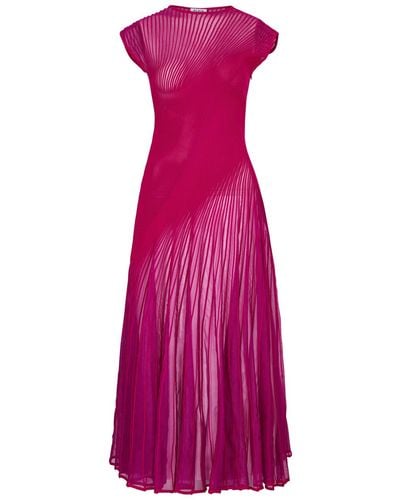 Alaïa Alaïa Twisted Ribbed-knit Maxi Dress - Purple