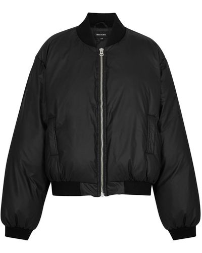 Meotine Sol Faux Leather Bomber Jacket - Black