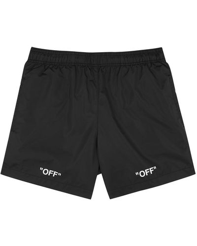 Off-White c/o Virgil Abloh Logo-print Shell Swim Shorts - Black