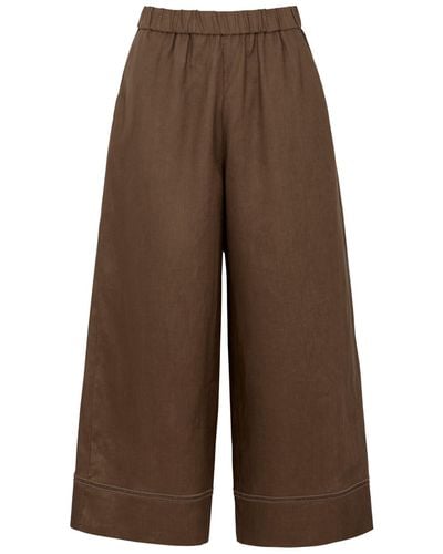 Max Mara Brama Cropped Linen Trousers - Brown