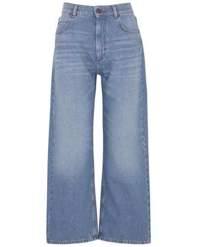 Weekend by Maxmara Caden Cropped Wide-leg Jeans - Blue
