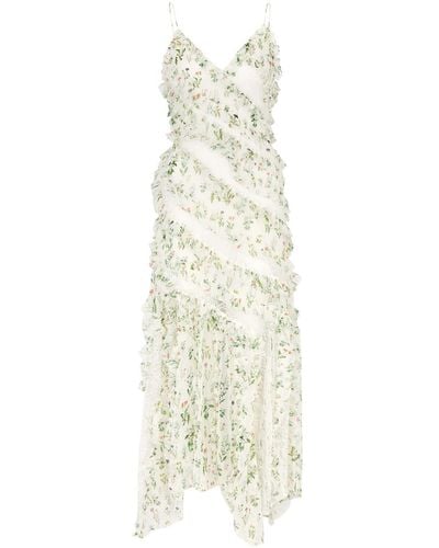 Alice + Olivia Sondra Floral-Print Chiffon Maxi Dress - White