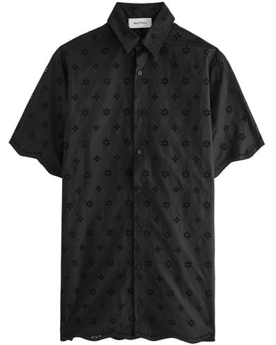 Matteau Broderie Anglaise Cotton Mini Shirt Dress - Black