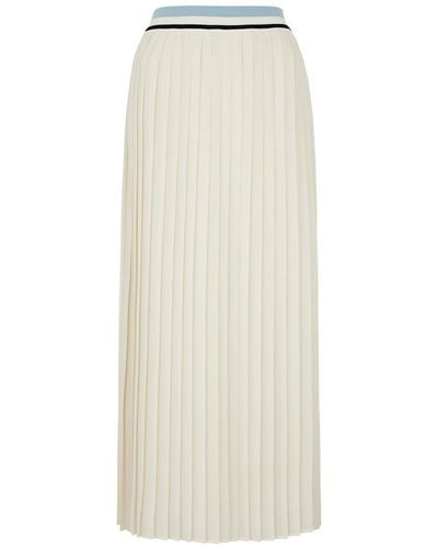 Moncler Pleated Georgette Maxi Skirt - Natural