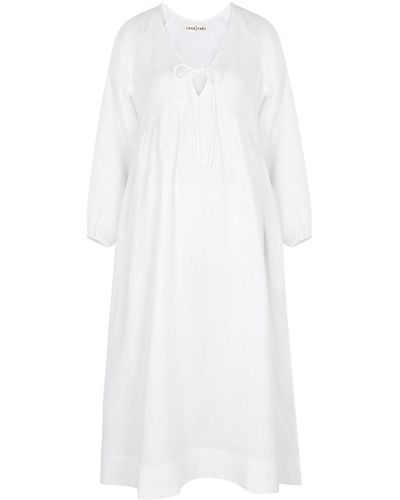 Casa Raki Elda Linen Midi Dress - White
