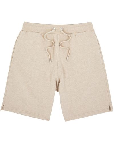 Ami Paris Logo-Embroidered Stretch-Cotton Shorts - Natural