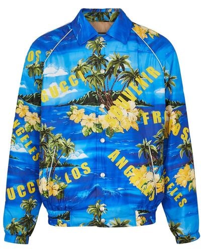 Gucci Printed Padded Shell Bomber Jacket - Blue