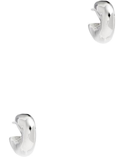 AGMES Small Dahlia Sterling Hoop Earrings - White