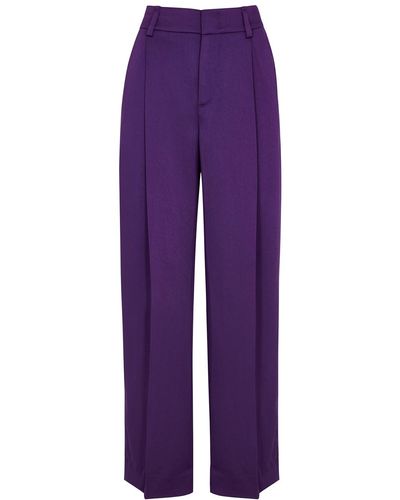 Vince Wide-leg Satin Trousers - Purple