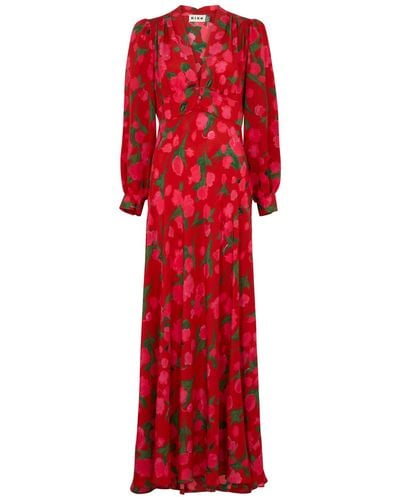 RIXO London Emory Floral-print Silk Maxi Dress - Red