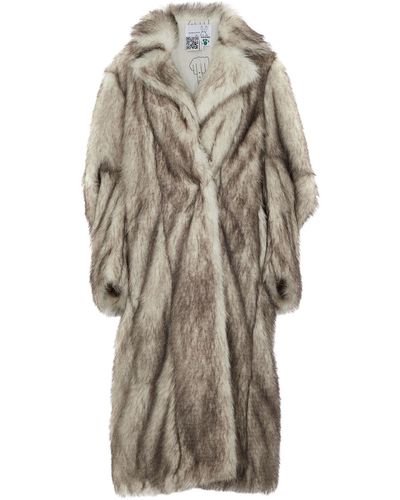 Natasha Zinko Oversized Faux Fur Longline Coat - Natural