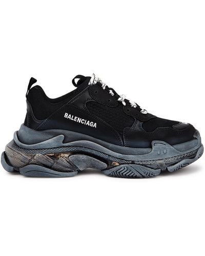 Balenciaga Triple S Panelled Trainers, Trainers, , Mesh - Blue