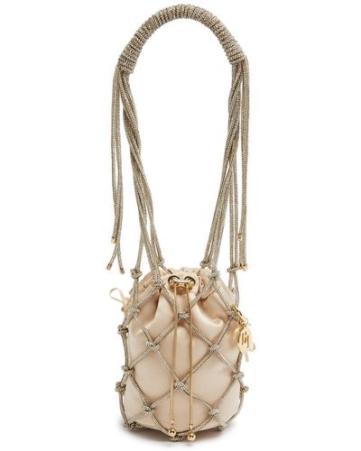 Rosantica Capri Small Crystal-embellished Satin Shoulder Bag - Natural
