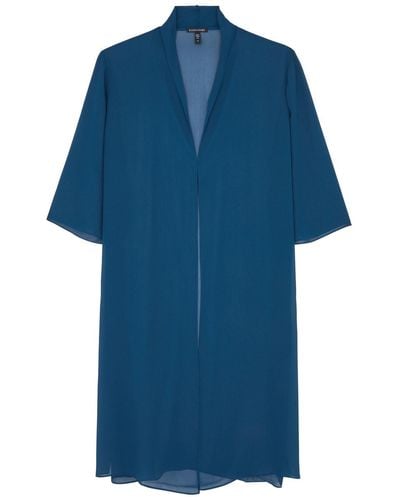 Eileen Fisher Semi-Sheer Silk Jacket - Blue