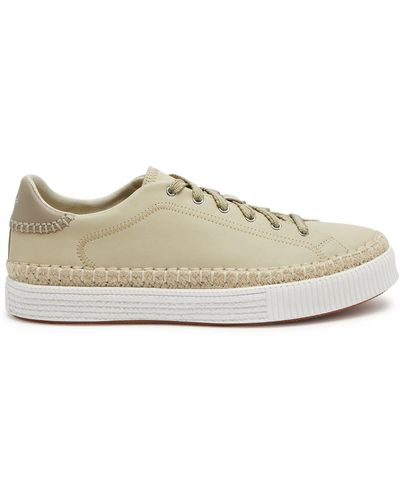 Chloé Telma Panelled Leather Trainers - Natural