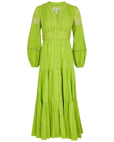 Diane von Furstenberg Gigi Tiered Cotton Midi Dress - Green
