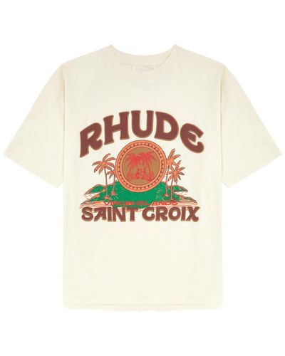 Rhude Saint Croix Logo Cotton T-shirt - White