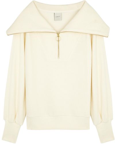 Varley Vine Ribbed Stretch-Cotton Half-Zip Sweatshirt - White