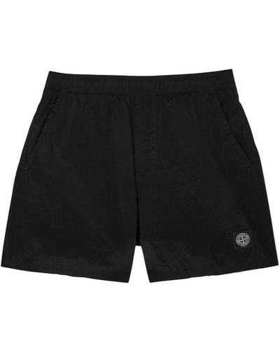 Stone Island Crinkled Nylon Swim Shorts - Black