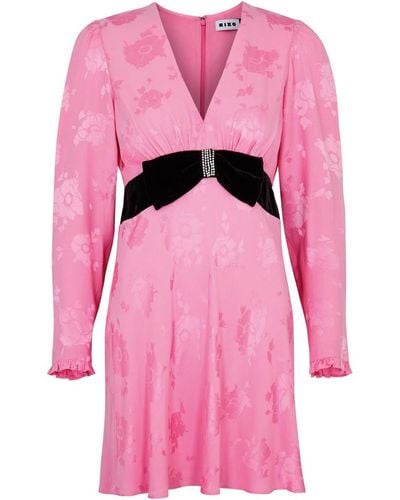RIXO London Bambi Floral-jacquard Mini Dress - Pink