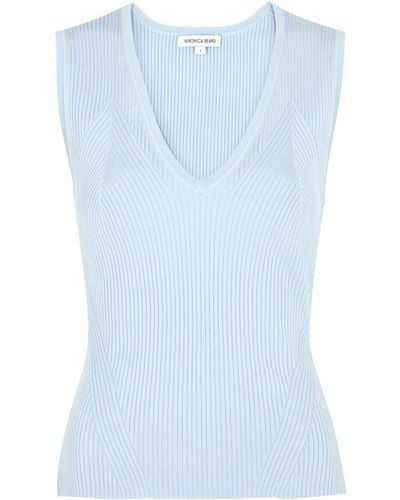 Veronica Beard Sid Ribbed Stretch-knit Vest - Blue