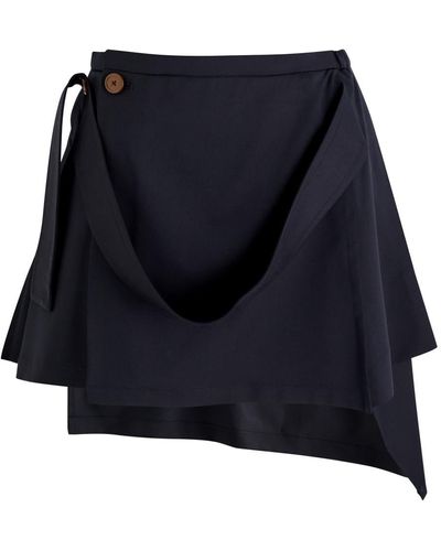 Vivienne Westwood Meghan Draped Wool Mini Wrap Skirt - Blue