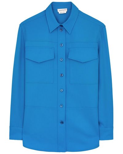 Alexander McQueen Wool Shirt - Blue
