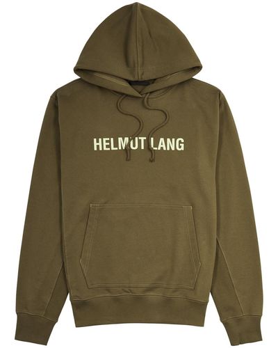 Helmut Lang Outer Space Logo Hooded Cotton Sweatshirt - Green