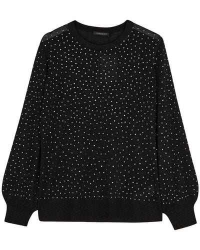 Marina Rinaldi Acqua Embellished Metallic-knit Sweater - Black