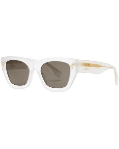 Fendi Roma Rectangle-frame Sunglasses - White