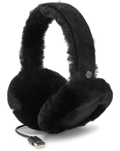 UGG Shearling Trimmed Suede Bluetooth Earmuffs , Hats - Black