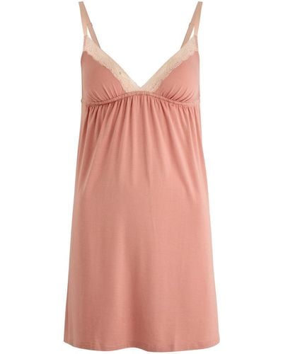 Eberjey Flora Lace-Trimmed Jersey Chemise - Pink