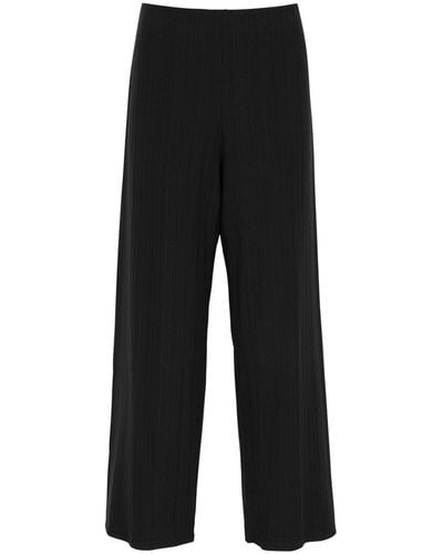 Eileen Fisher Ribbed Wide-leg Stretch-jersey Trousers - Black