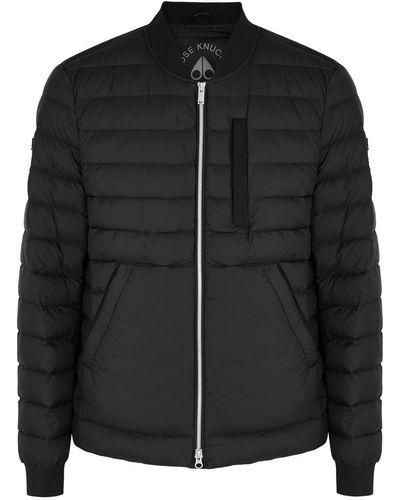 Moose Knuckles Air Down Quilted Shell Bomber Jacket - Black