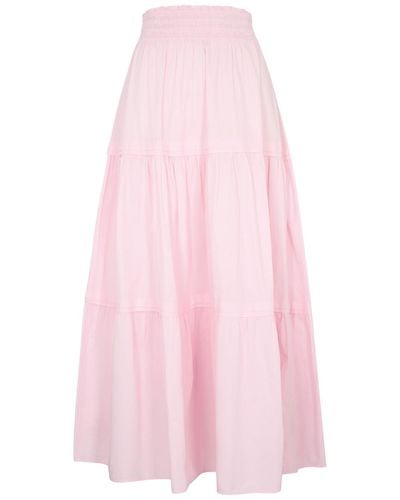 LoveShackFancy Phia Tiered Cotton Maxi Skirt - Pink