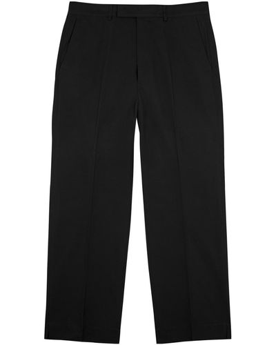 Gucci Cropped Straight-leg Cotton-blend Trousers - Black