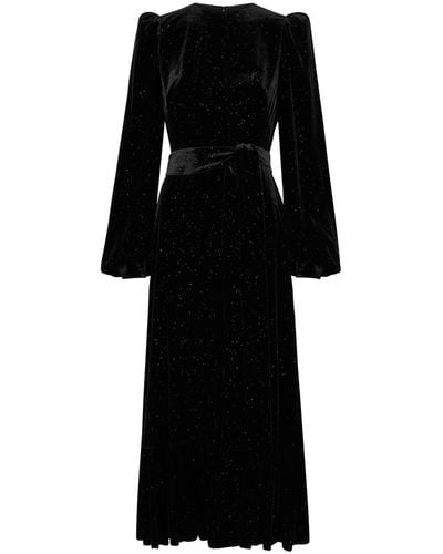 The Vampire's Wife Villanelle Glittered Velvet Midi Dress - Black