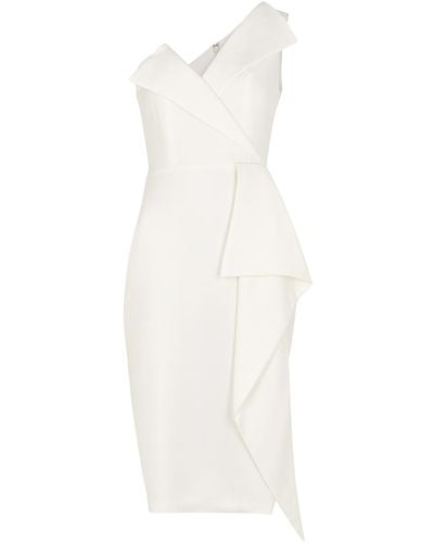 Lavish Alice One-shoulder Ruffled Midi Dress - White