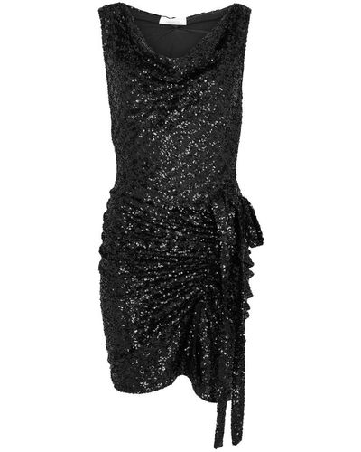 Rabanne Ruched Sequin Mini Dress - Black
