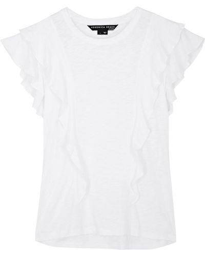 Veronica Beard Bea Ruffled Cotton T-shirt - White