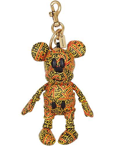 COACH X Disney X Keith Haring Printed Leather Keyring - Metallic