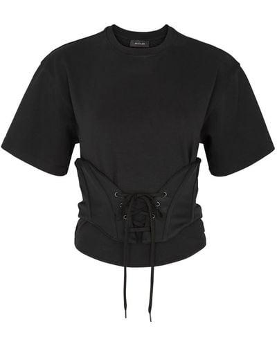 Mugler Cotton Corset T-Shirt - Black