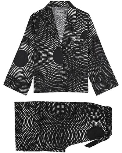 Desmond & Dempsey Eclipse Printed Cotton Pajama Set - Gray