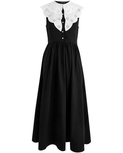 Sister Jane Ara Collar Cotton Midi Dress - Black
